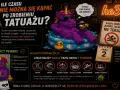 Unicorn w basenie przypomina o przeciwwskazaniach do tatuażu: unikaj kąpieli w wodzie przez 2 tygodnie. Prysznic jest dozwolony.