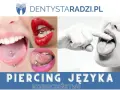 Kolczyk w języku, widoczna opuchlizna po przekłuciu. Zdjęcia pokazują różne etapy gojenia i wygląd języka z kolczykiem.