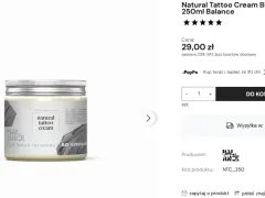 Natural Tattoo Cream Bio Wazelina 250ml Balance – idealna wazelina na tatuaż, która dba o skórę podczas i po zabiegu.