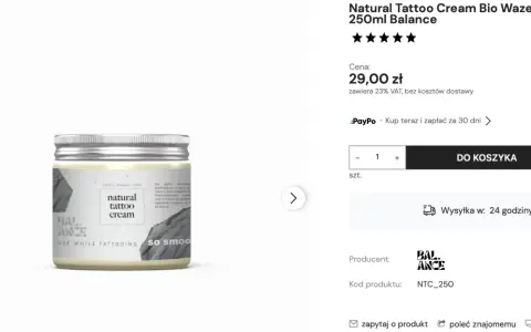 Natural Tattoo Cream Bio Wazelina 250ml Balance – idealna wazelina na tatuaż, która dba o skórę podczas i po zabiegu.