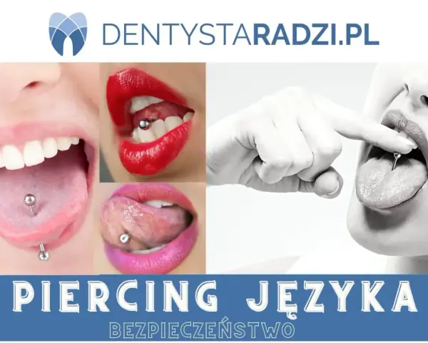 Kolczyk w języku, widoczna opuchlizna po przekłuciu. Zdjęcia pokazują różne etapy gojenia i wygląd języka z kolczykiem.