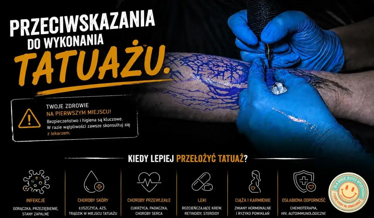 Opryszczka to przeciwwskazanie do wykonania tatuażu. Zanim zrobisz tatuaż, upewnij się, że nie masz infekcji, chorób skóry ani innych schorzeń.